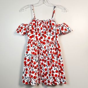 🍒 Milly Minis Girls Cherry Eden Cold Shoulder Dress Size 10 ~ EUC
